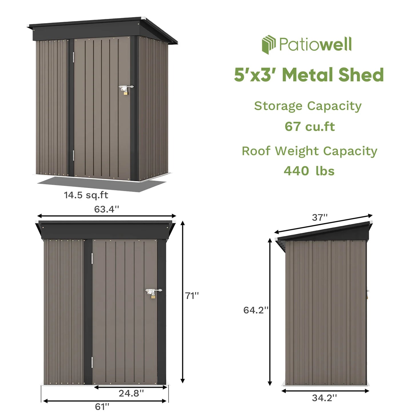 Patiowell 5x3" shed