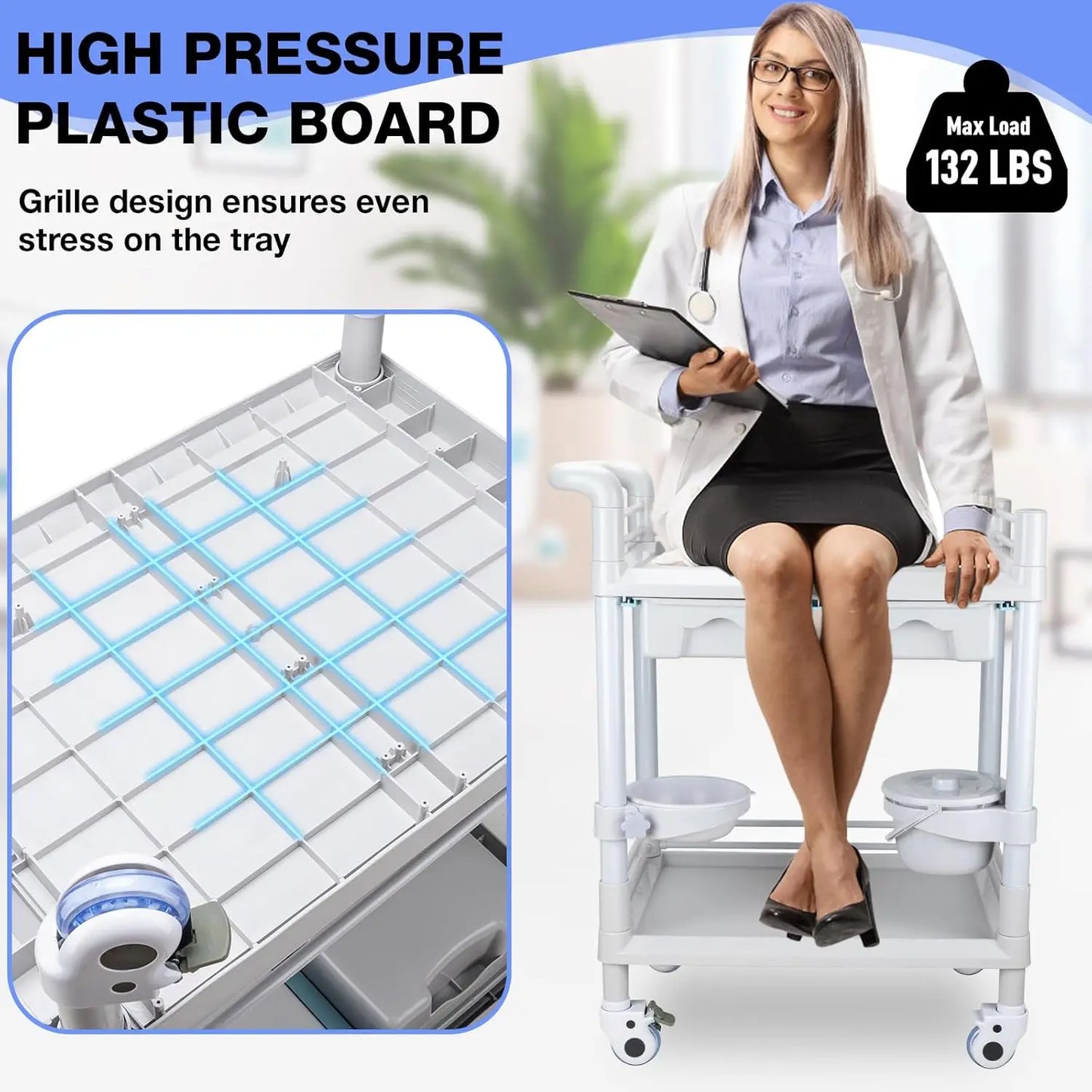 Mobile Trolley Cart with Wheels 2-Shelf
