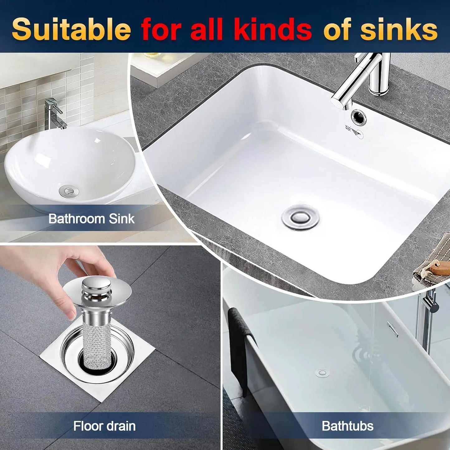 Bathroom Sink Drain Strainer - Pop-Up Filter