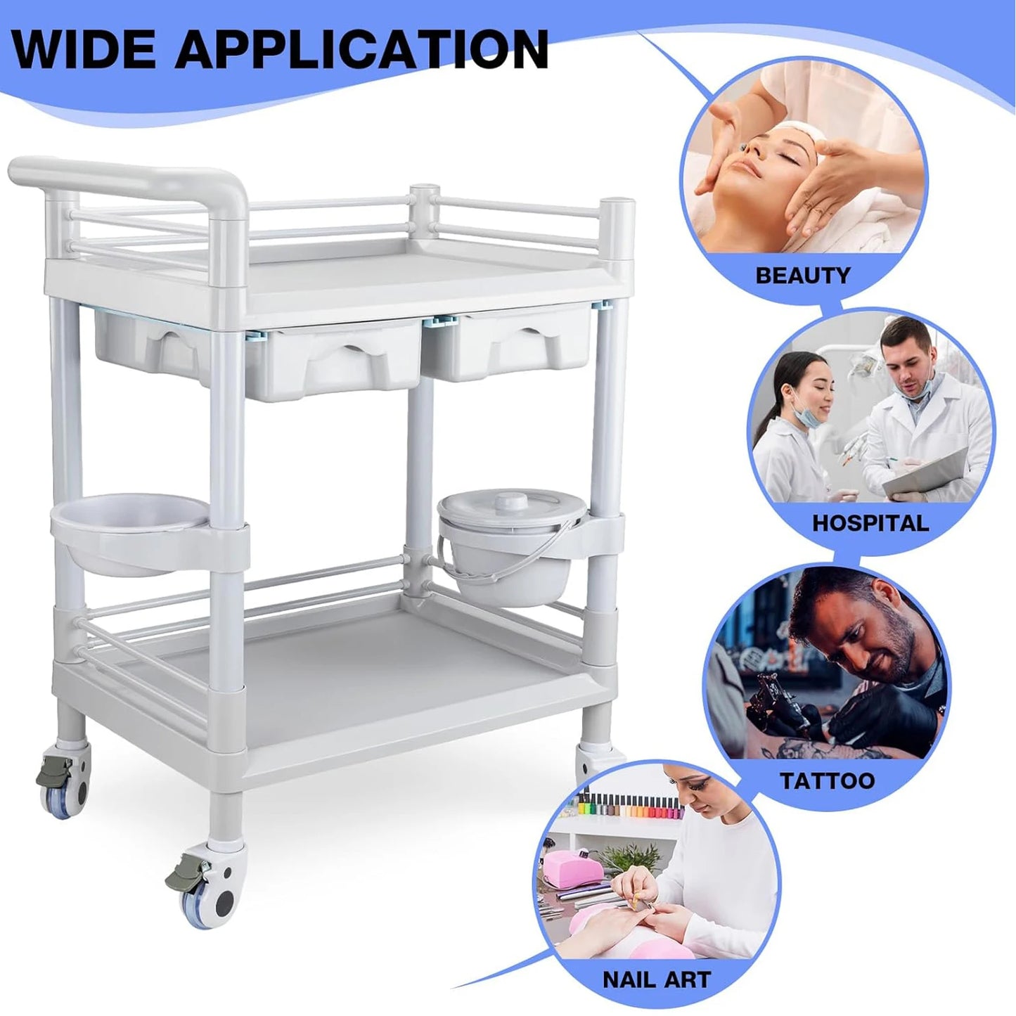 Mobile Trolley Cart with Wheels 2-Shelf