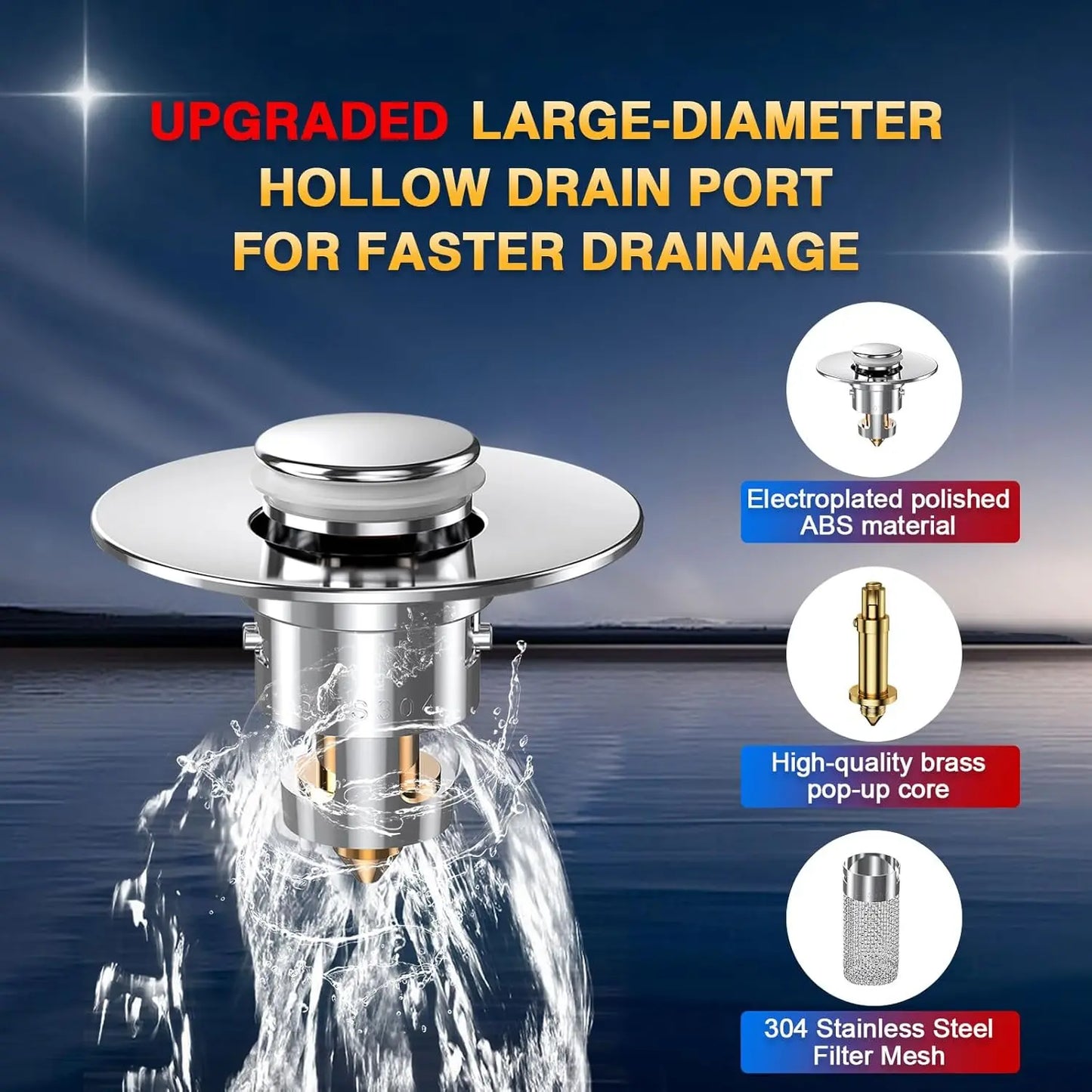 Bathroom Sink Drain Strainer - Pop-Up Filter
