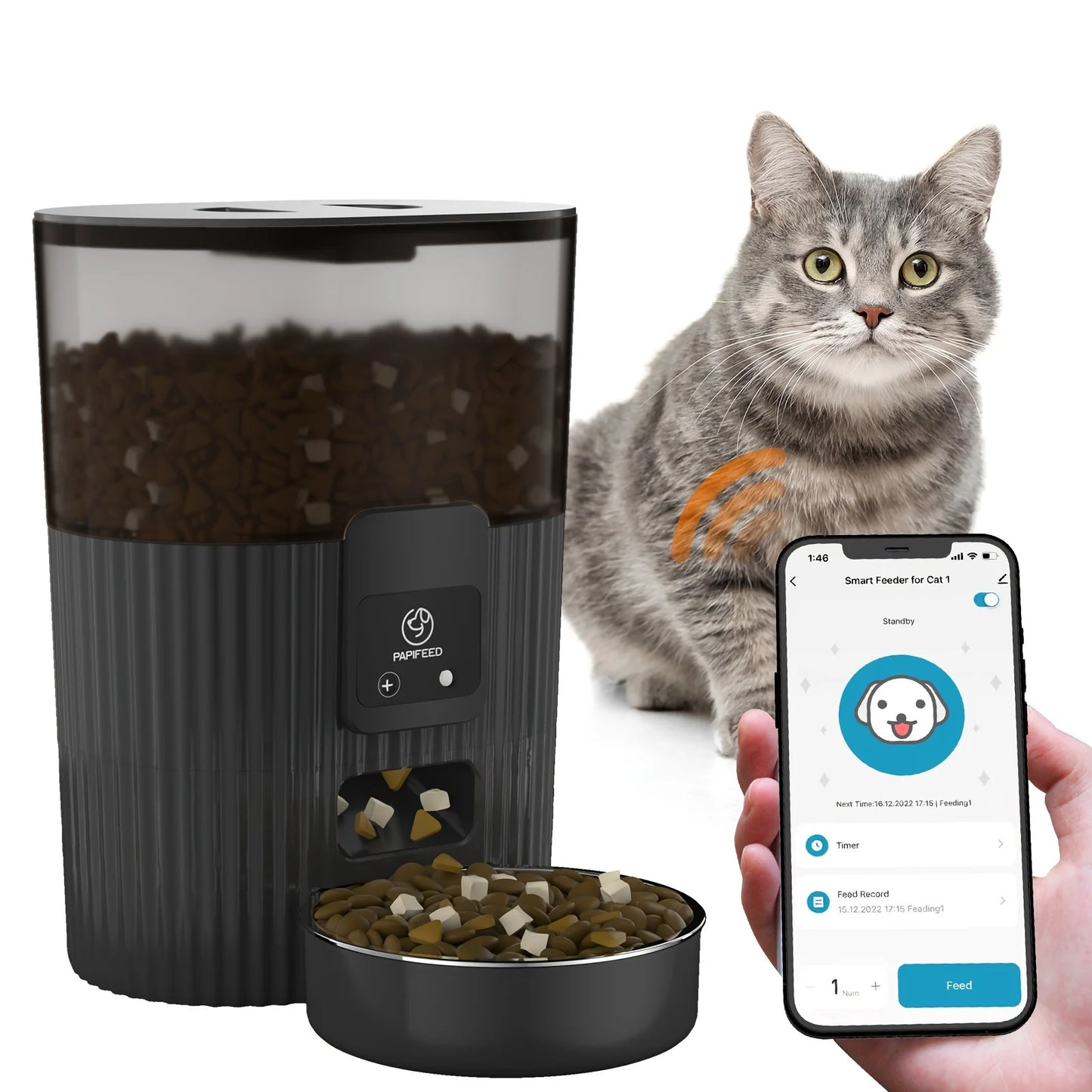 Cat automatic feeder dog fixed feeding machine with wifi remote
