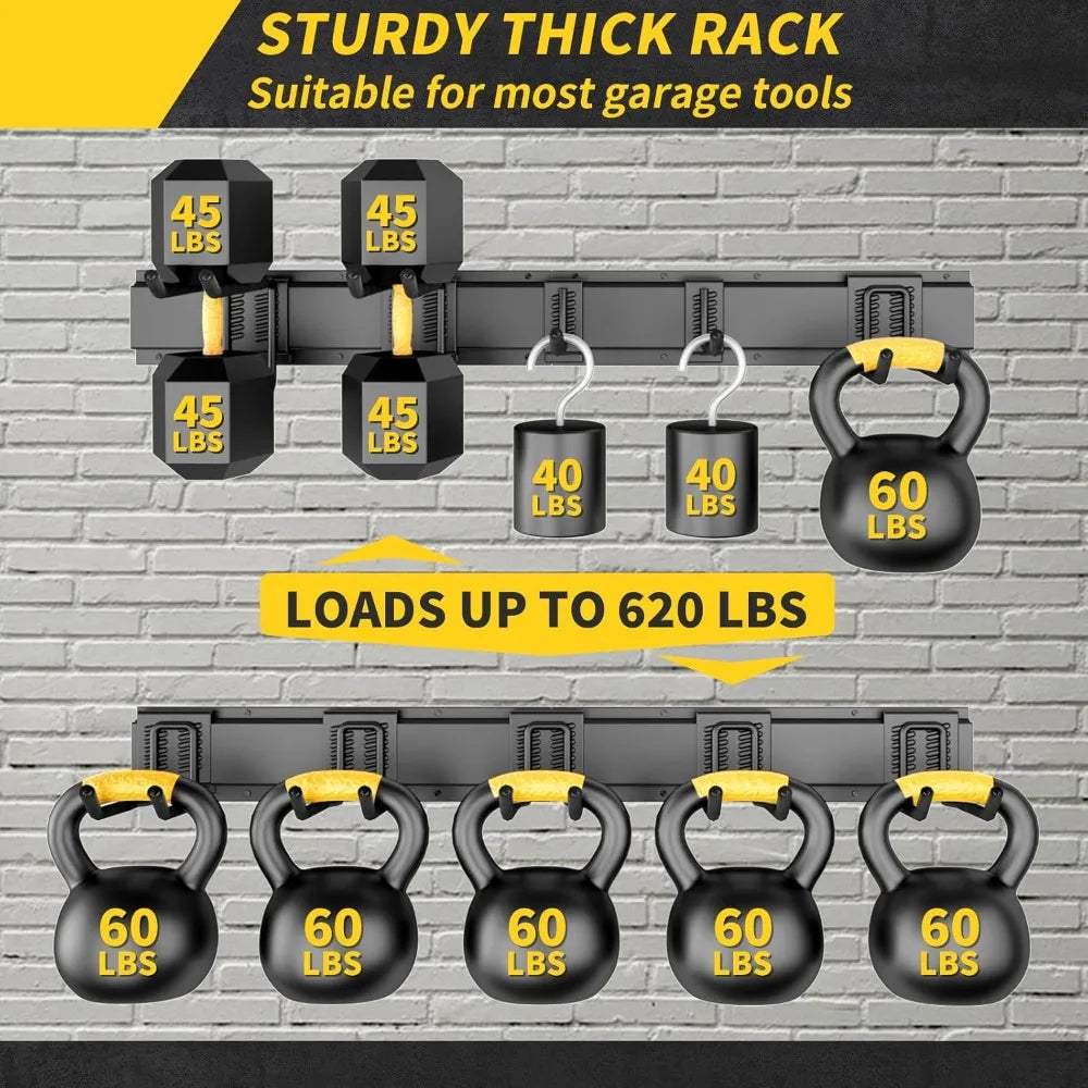 64 Inches Garage Storage, Max 620lbs Adjustable Metal Hooks