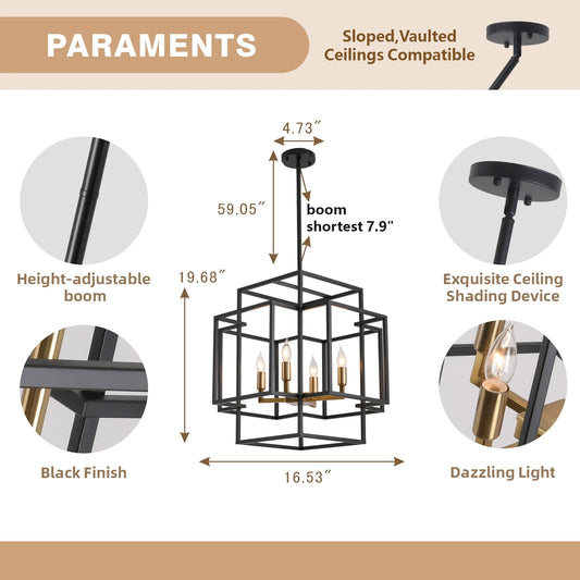 4-Lights Pendant Lights Fixtures Hanging Chandelier