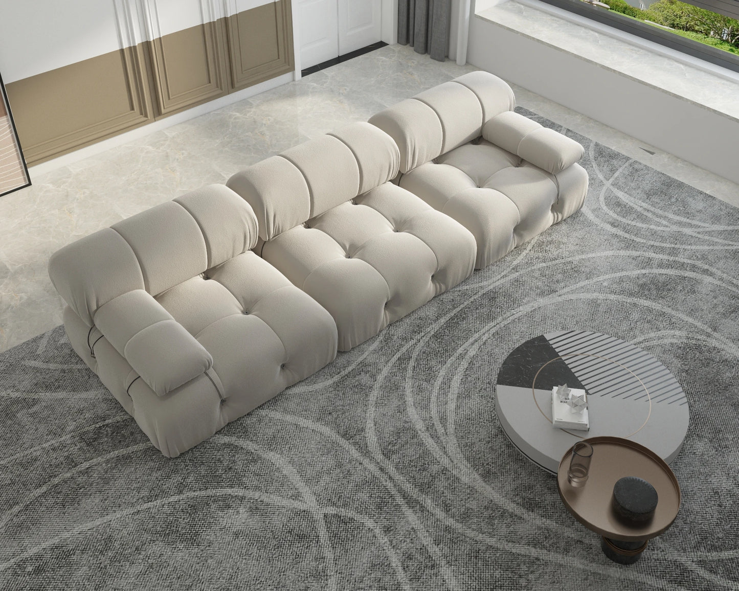 Modern Velvet Convertible Couches 3 Seats Living Room Sofa Sets for Office Apartment