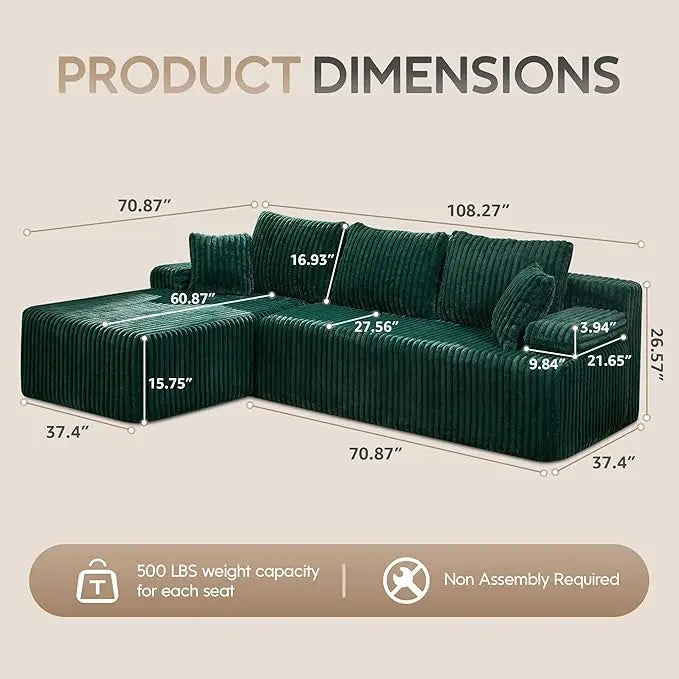 Modular Sectional Sofa Couches 108"