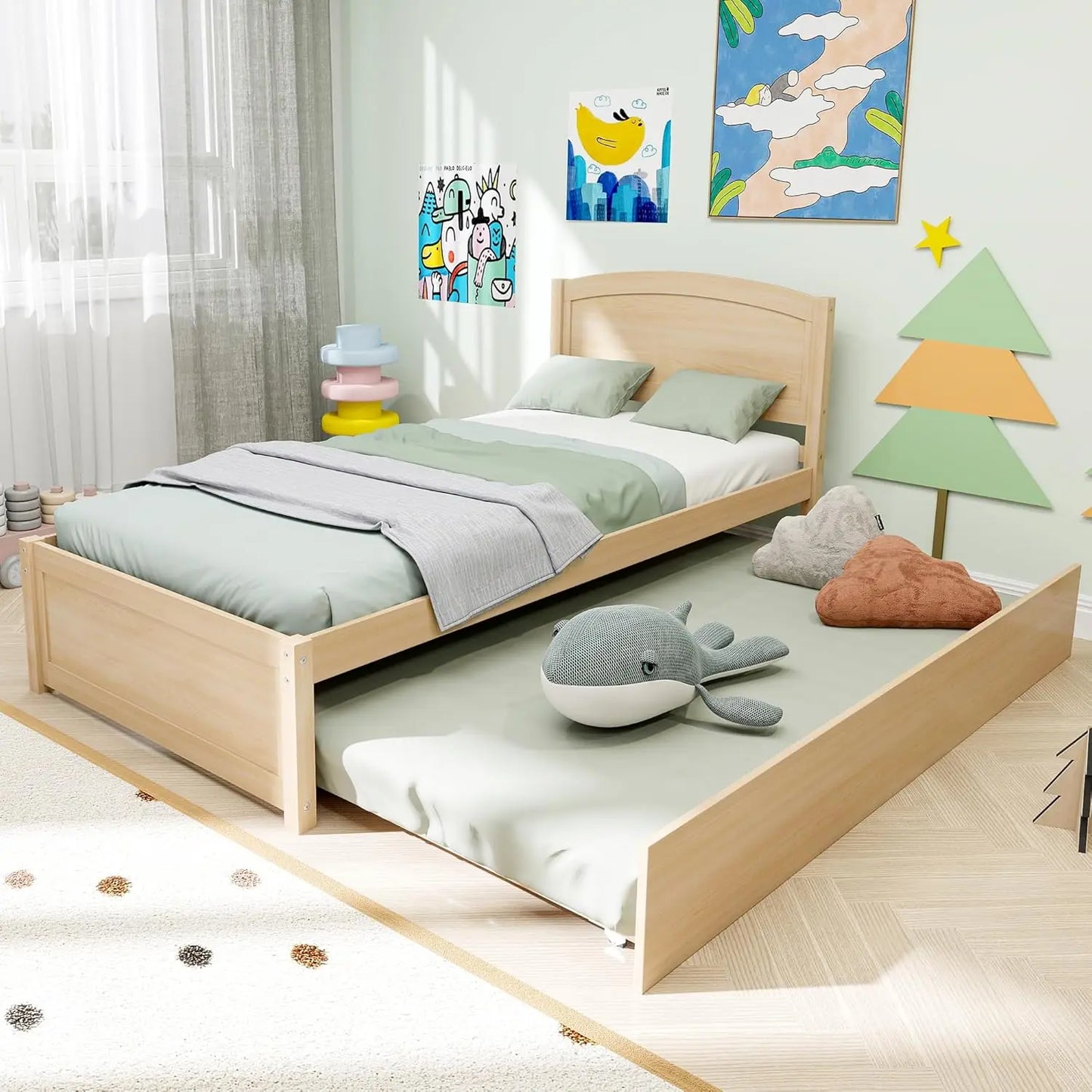 Solid Wooden Pull Out Bedframe