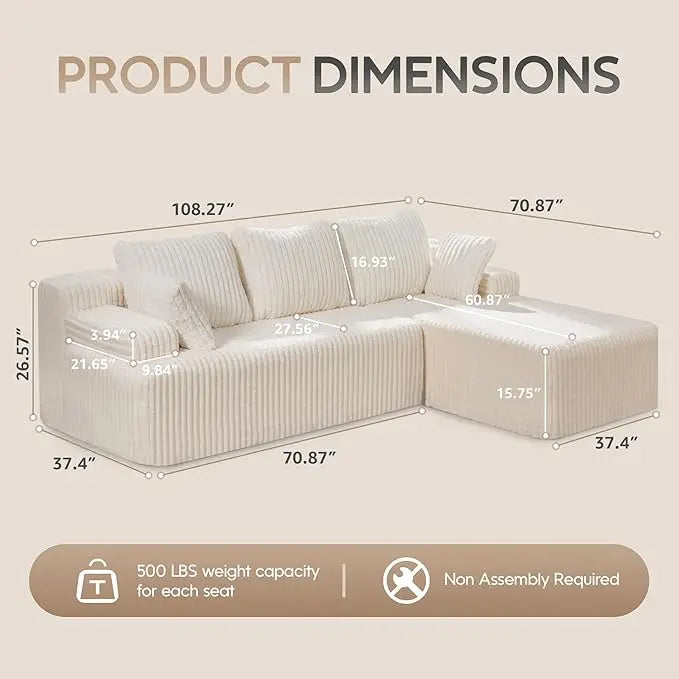 Modular Sectional Sofa Couches 108"