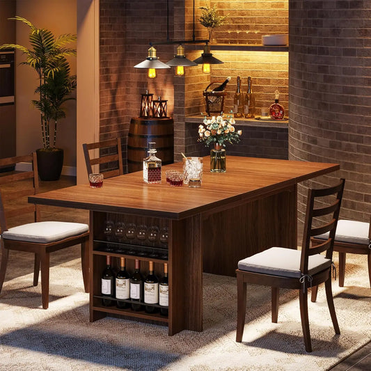 63-Inch Rectangular Kitchen Table with Storage