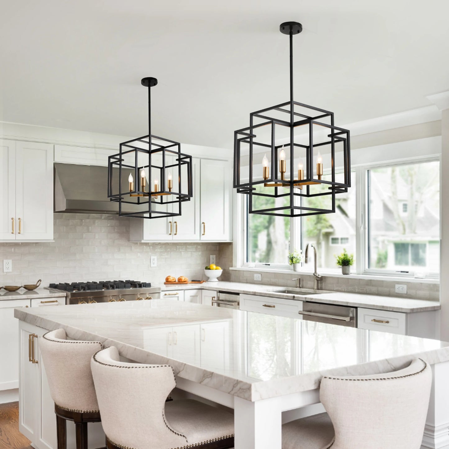 4-Lights Pendant Lights Fixtures Hanging Chandelier