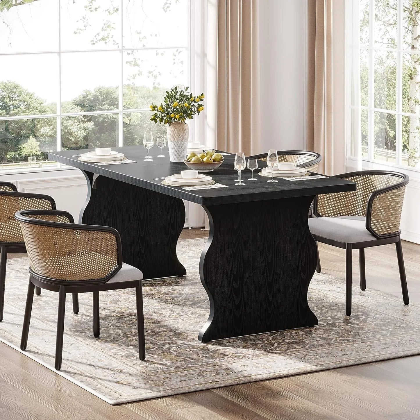 63-Inch Rectangular Modern Kitchen Table, Farmhouse Large Kitchen
