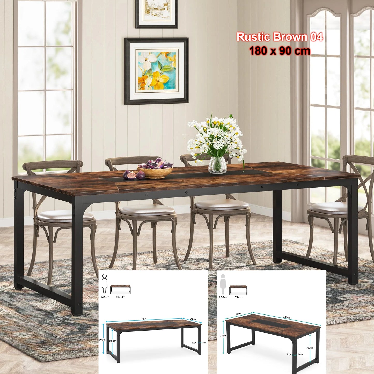 Tribesigns Rectangular Dinner Table for Dining Room