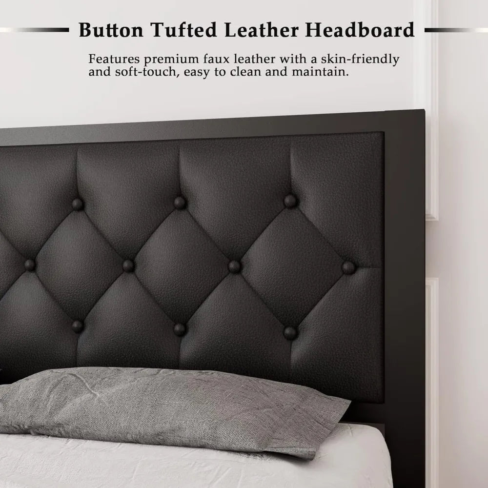 Twin-Queen Heavy-Duty Platform Bed Frame Storage