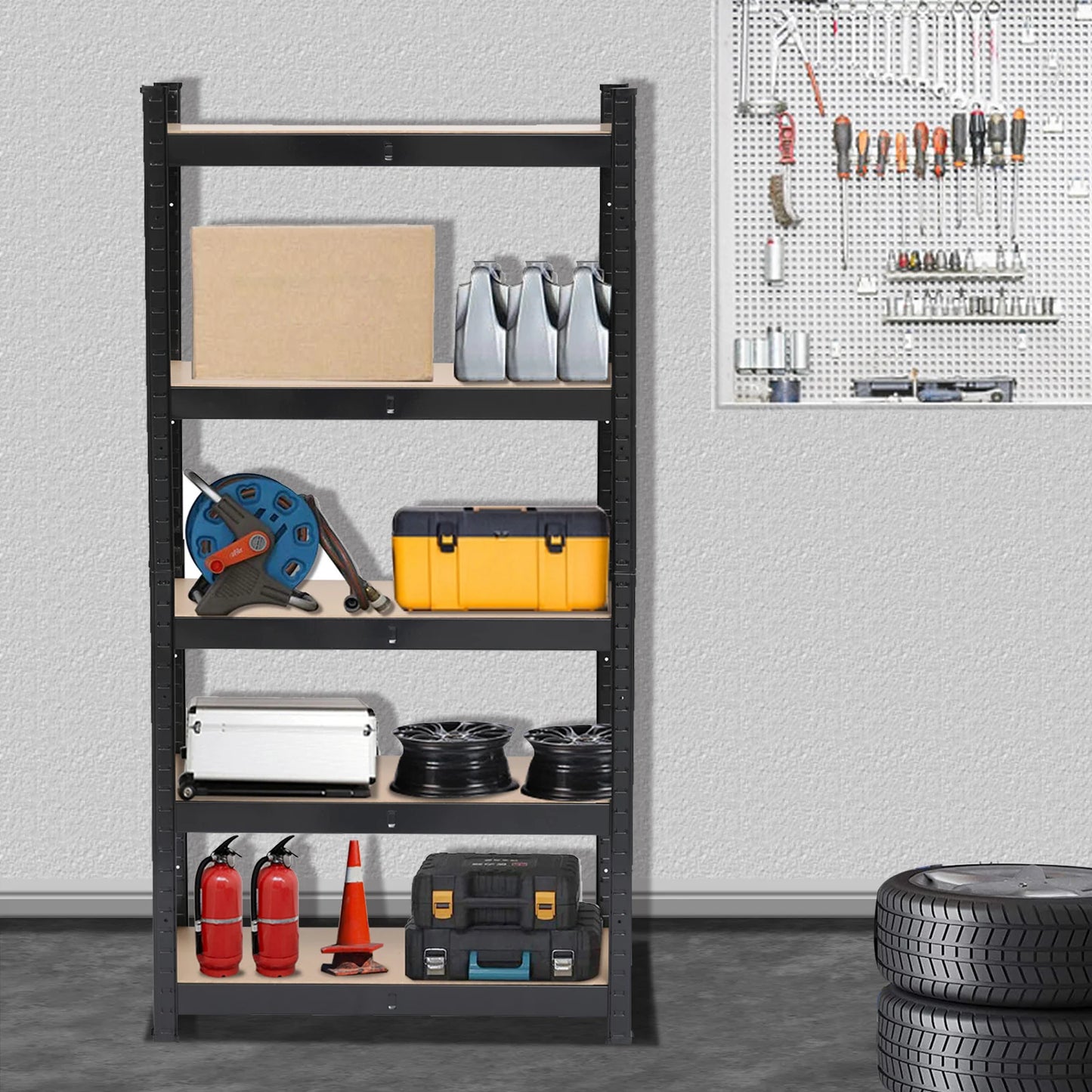 5 Tier Heavy Duty Metal Shelving Rack Unit Garage Storage Shelf