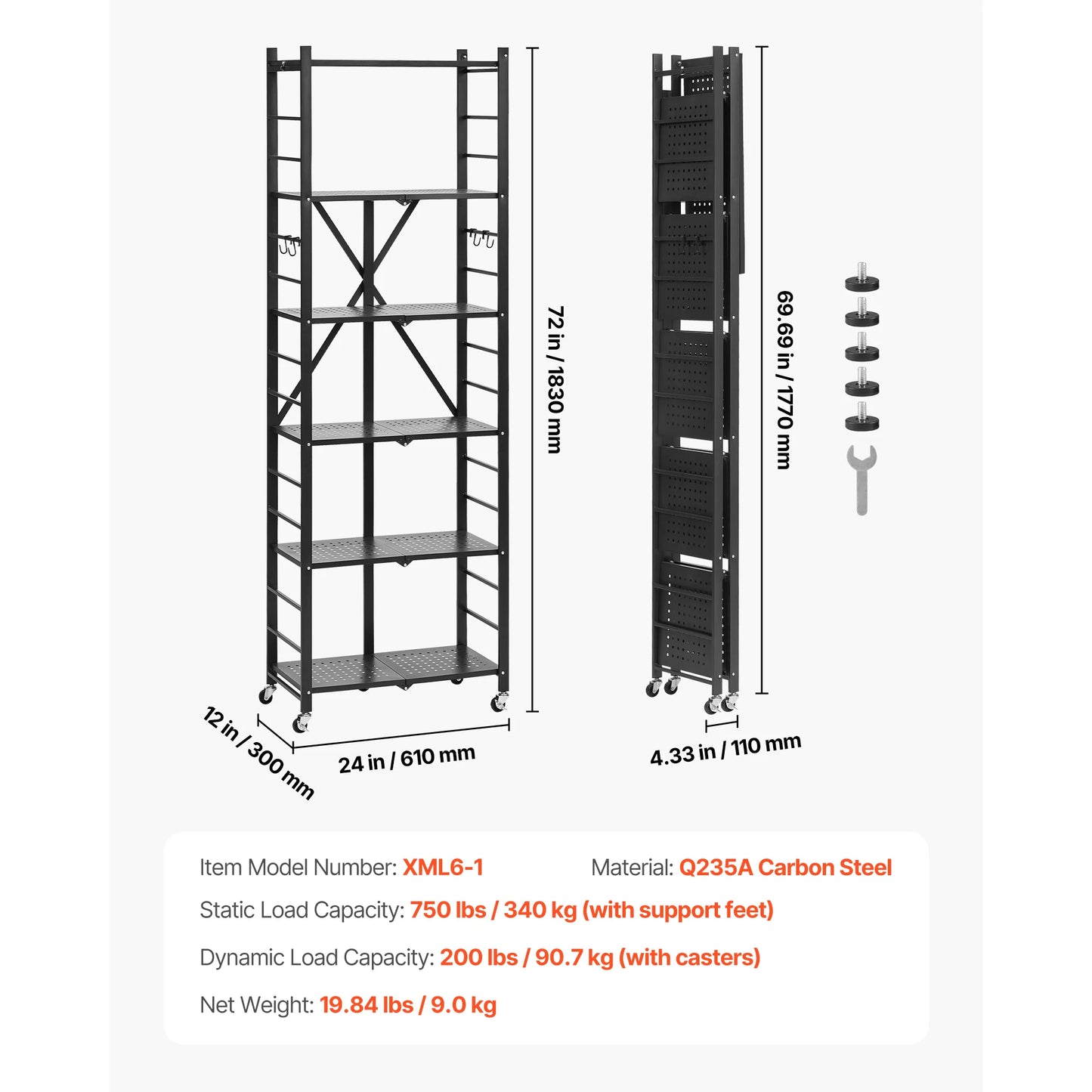 SucceBuy 6/5/4/3 Tier Black Shelving Unit Organizer for Garage Kitchen