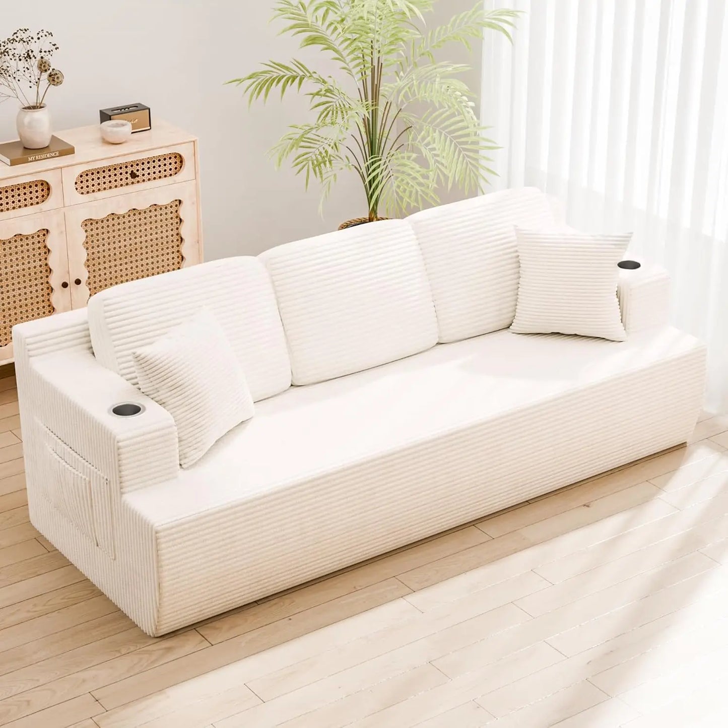 87” Boneless Sofa Couch with 2 Pillows Extra Deep Seats