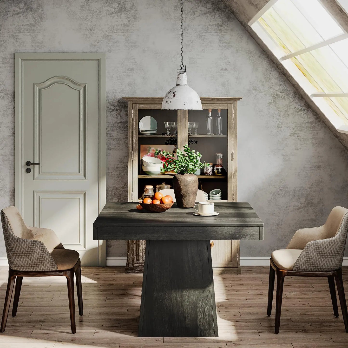 31.5-Inch Kitchen Table Small Dinner Table with Sturdy Pedestal Base