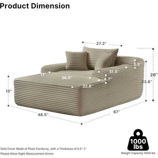 68'' Chaise Lounge Chair Indoor