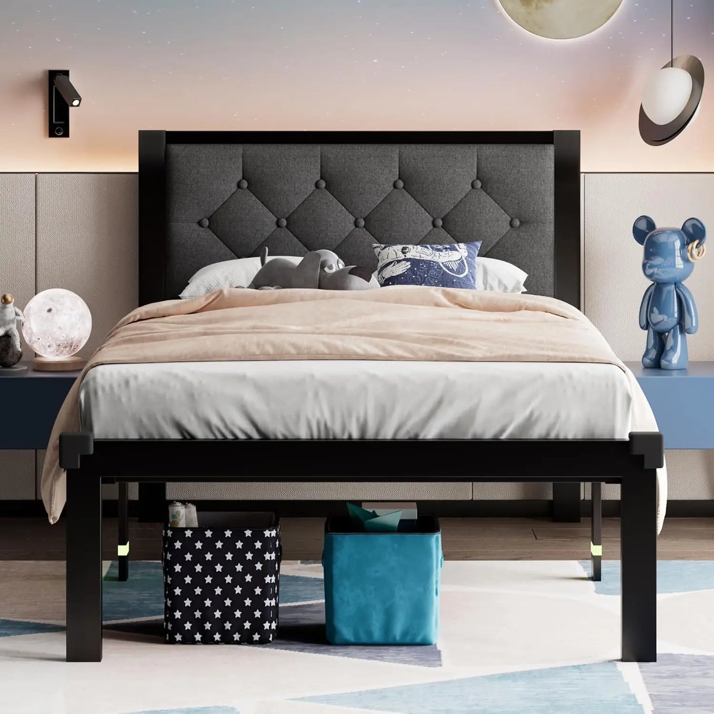 Twin-Queen Heavy-Duty Platform Bed Frame Storage