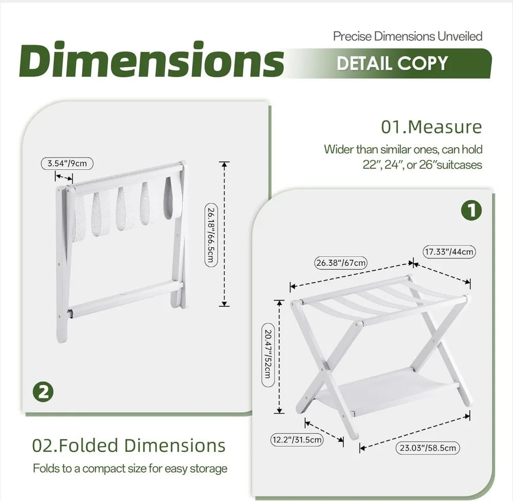 Luggage Rack, Folding Suitcase Stand with Storage Shelf