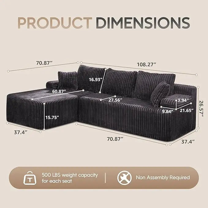 Modular Sectional Sofa Couches 108"