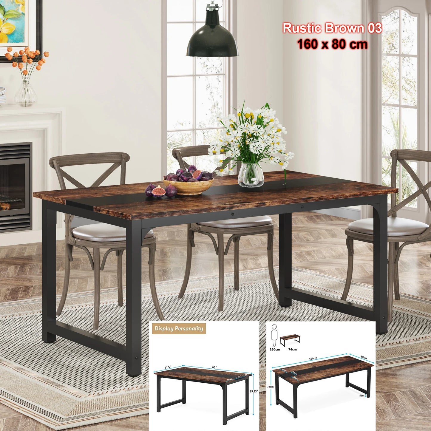 Tribesigns Rectangular Dinner Table for Dining Room
