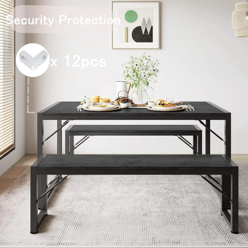 Space-Saving Dining Table Set with Metal Frame & MDF Board