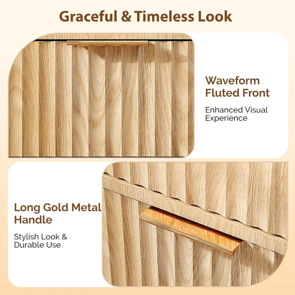 Fluted Wardrobe Closet Armoire