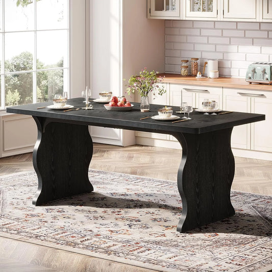 63-Inch Rectangular Modern Kitchen Table, Farmhouse Large Kitchen