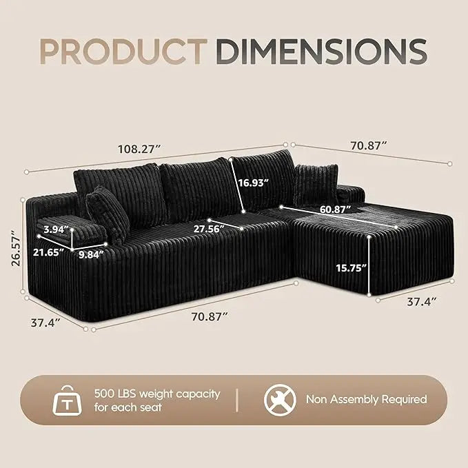 Modular Sectional Sofa Couches 108"