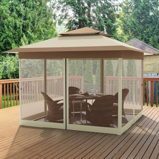3.3x3.3m Outdoor Gazebo Canopy with 4 Detachable Mosquito Nets