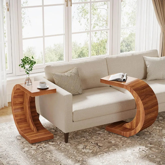 Set of 2, Rustic Compact Side Table for Couch