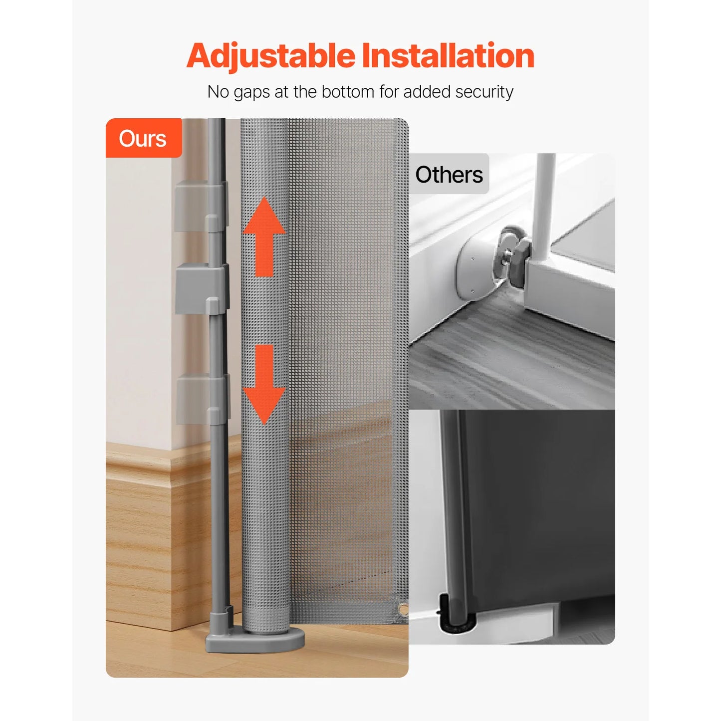 55/71/110in Retractable Baby Gate 34in Tall Extends Wide Retractable Gate for Kids Pets