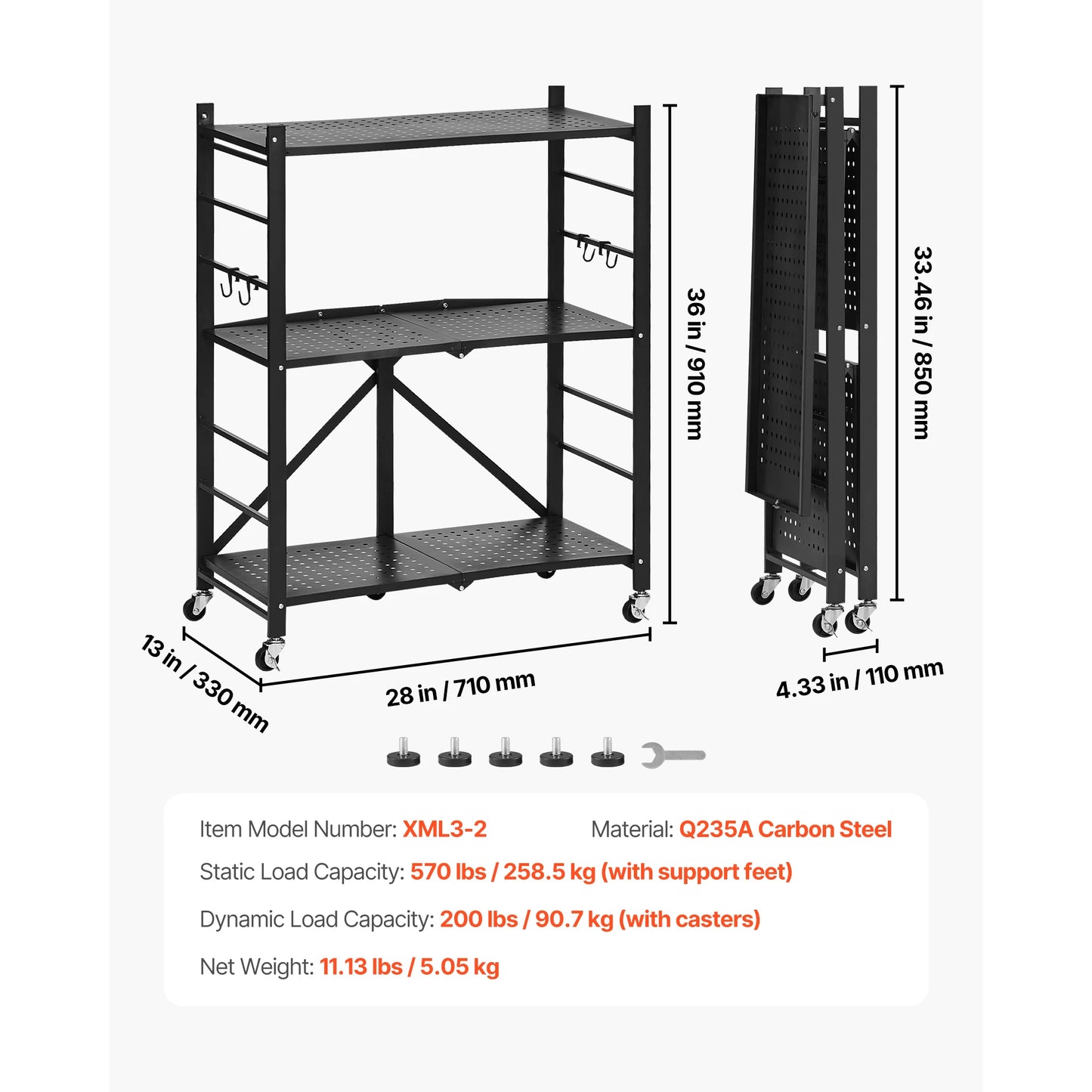 SucceBuy 6/5/4/3 Tier Black Shelving Unit Organizer for Garage Kitchen