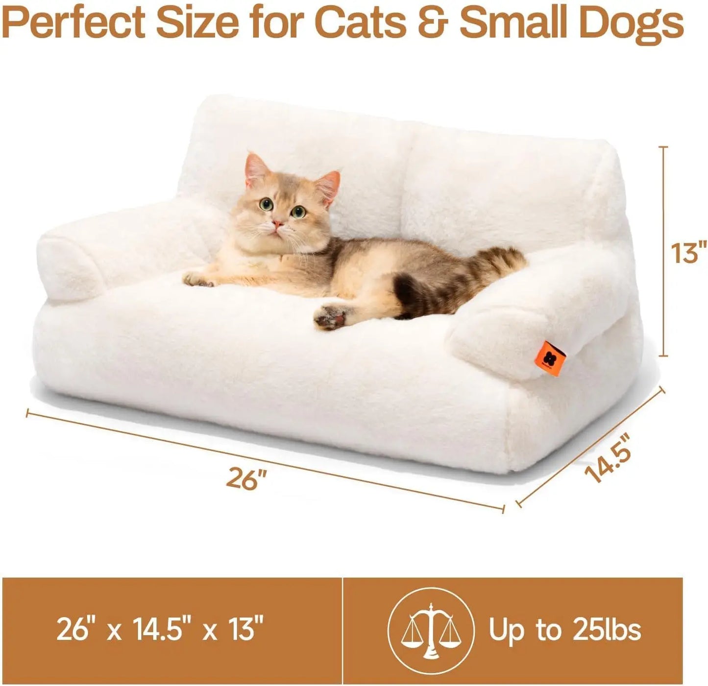 Pet Couch Bed 26×19×13 Inch Washable Cat Beds for Medium Small Dogs