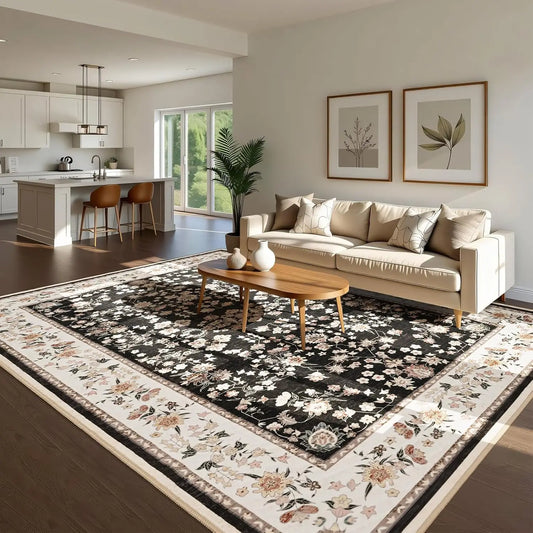 Rug Soft Low Pile Non Slip Carpet for Living Room