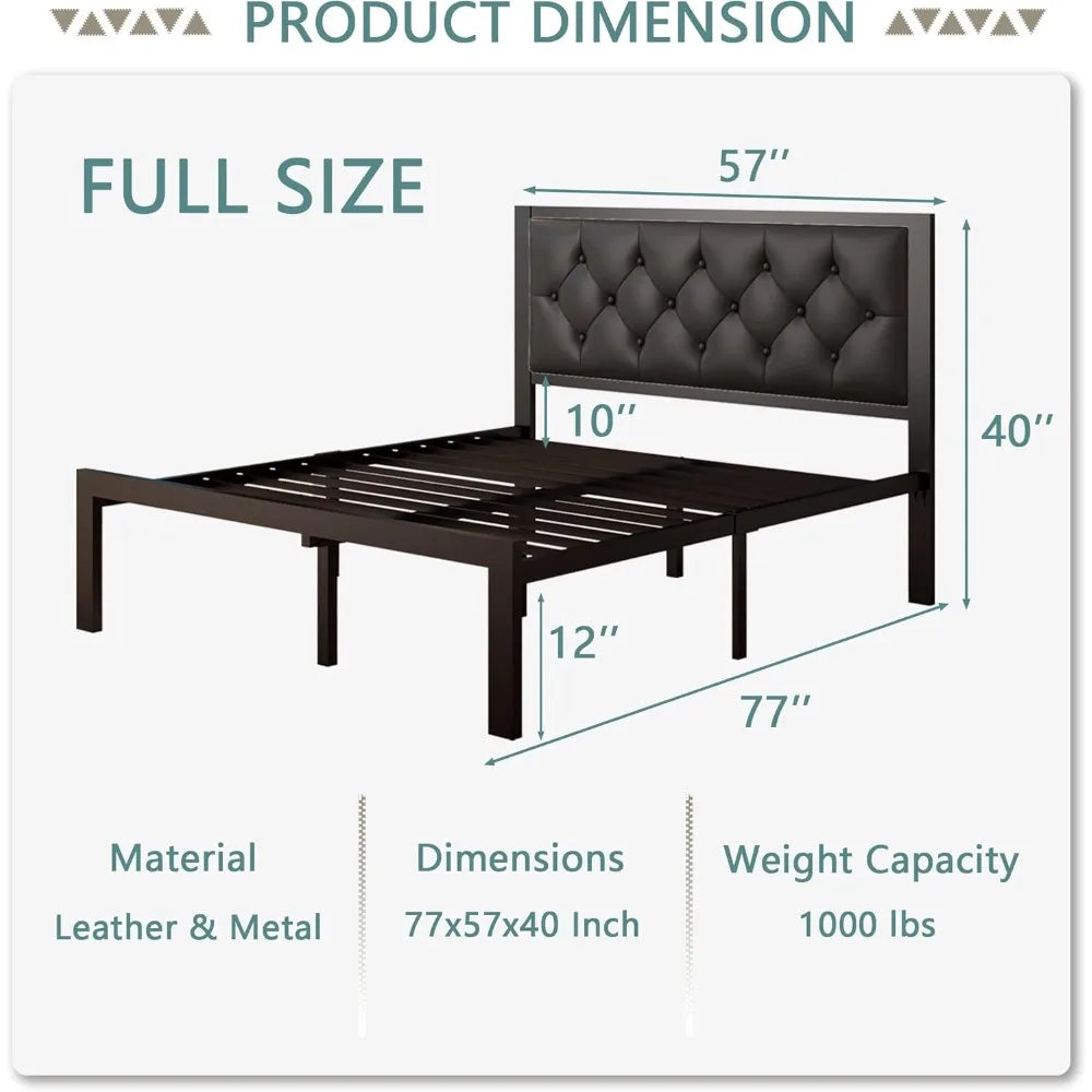 Twin-Queen Heavy-Duty Platform Bed Frame Storage