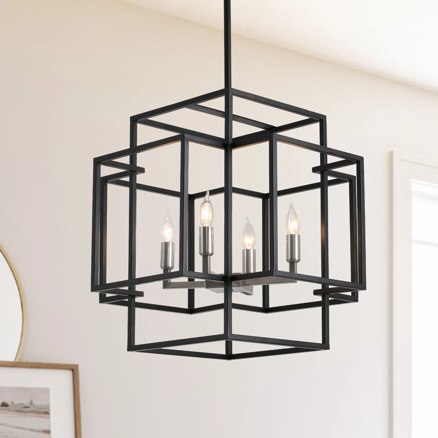 4-Lights Pendant Lights Fixtures Hanging Chandelier