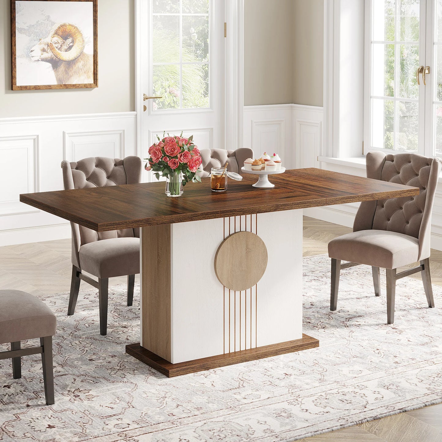 55" Rectangular Farmhouse Wood Dinner Table
