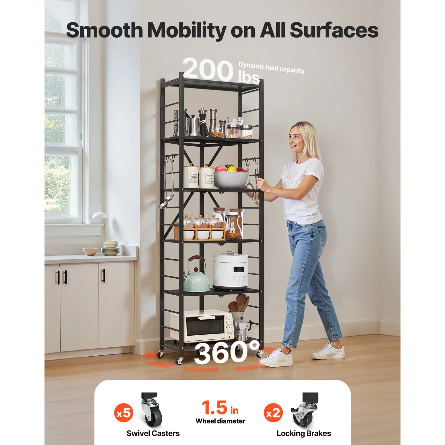 SucceBuy 6/5/4/3 Tier Black Shelving Unit Organizer for Garage Kitchen