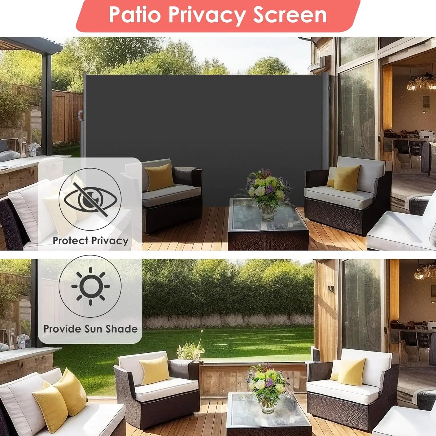 Patio Privacy Screen for Garden, Balcony, Courtyard Dark Grey, 118.1" x 70.9"