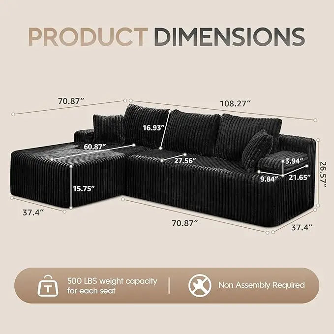Modular Sectional Sofa Couches 108"