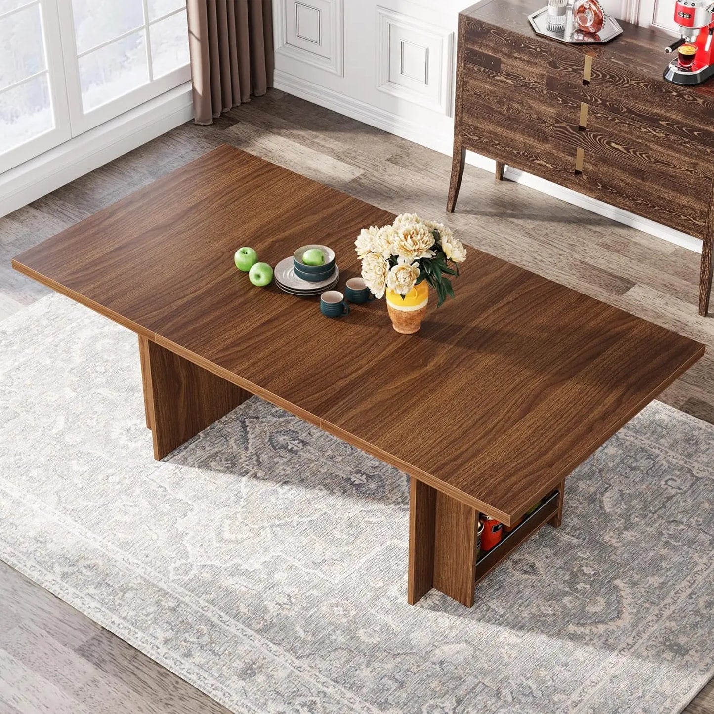63-Inch Rectangular Kitchen Table with Storage