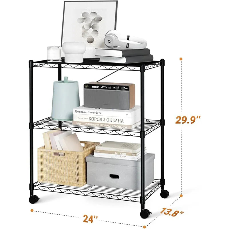 YSSOA Heavy Duty 3-Shelf Shelving with Wheels