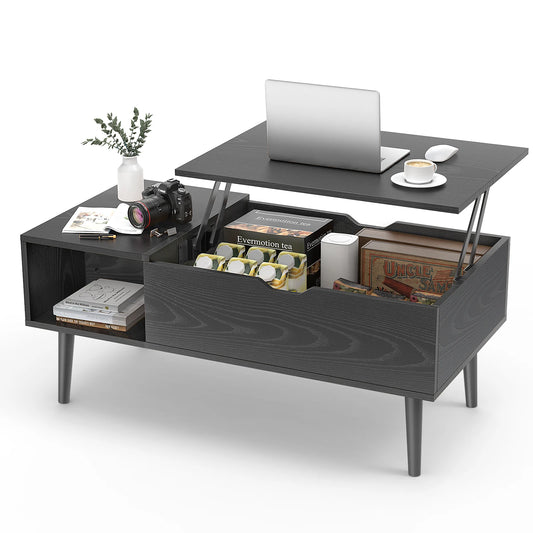 39.37"x19.7" Desk Tea Wood Dining Tables Adjustable Storage Shelf Easy Lift Or Lower