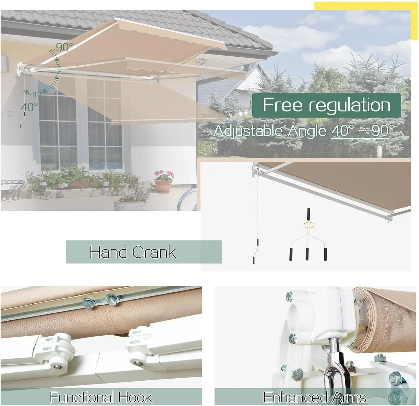 8.2'x6.5' Manual Awnings with Crank