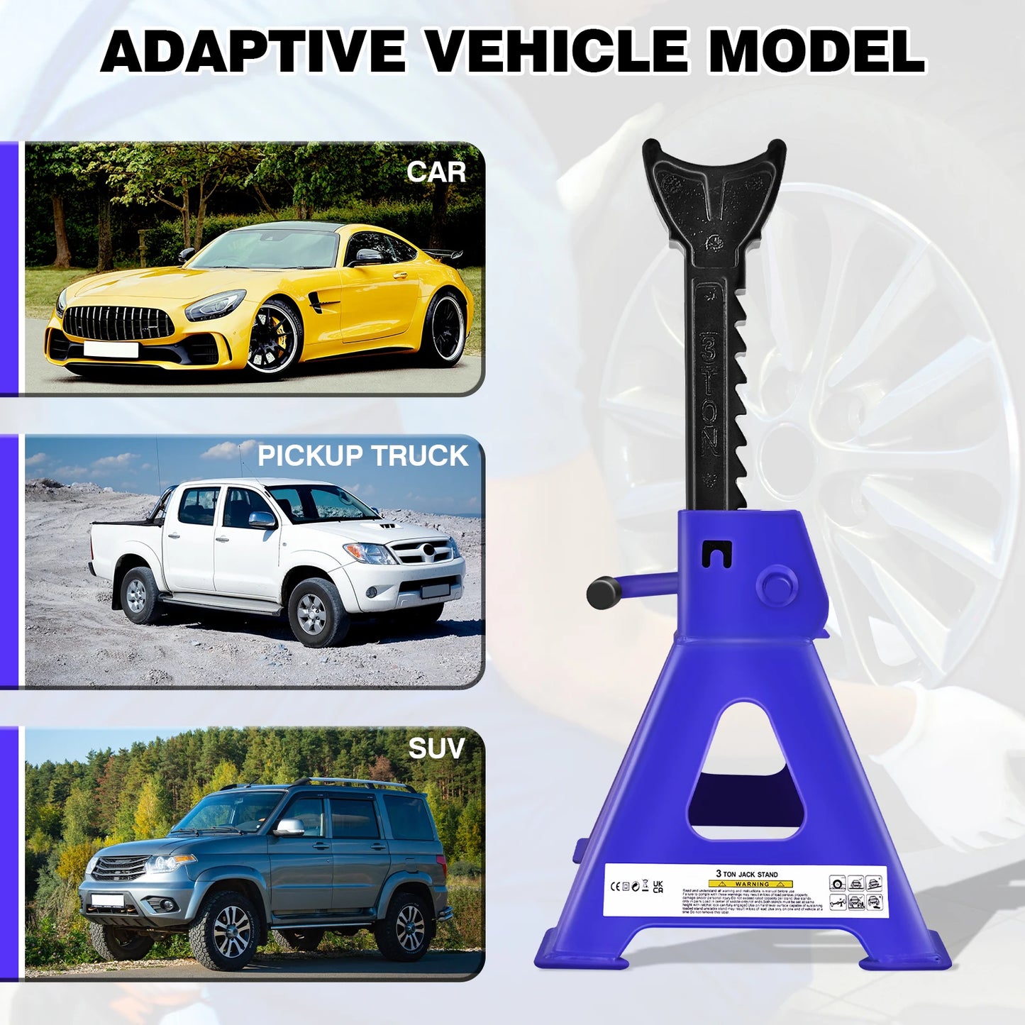 Heavy Duty 3 Ton Axle Stands for Car