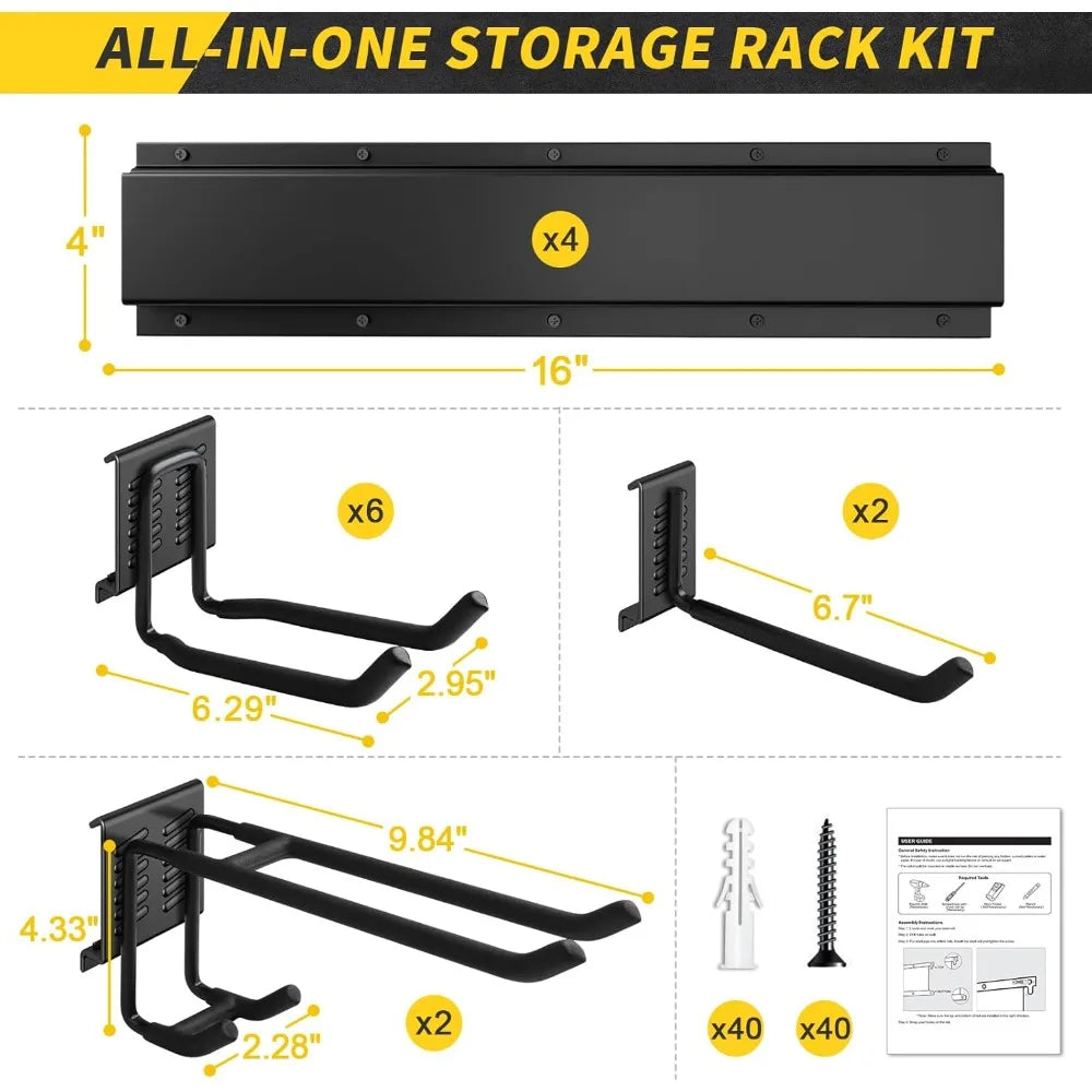 64 Inches Garage Storage, Max 620lbs Adjustable Metal Hooks