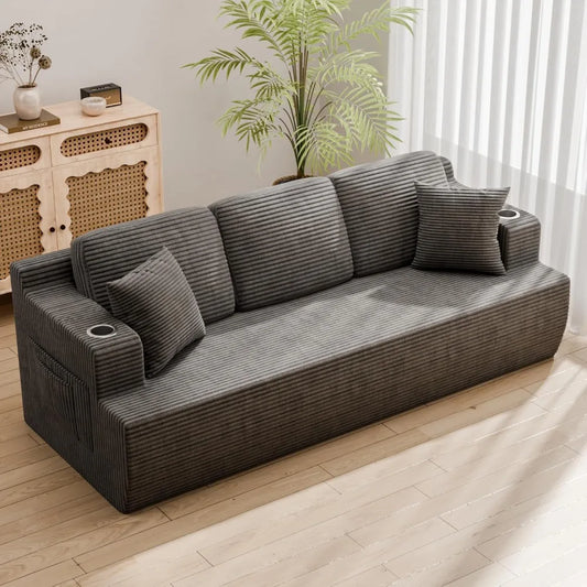 87” Boneless Sofa Couch with 2 Pillows Extra Deep Seats