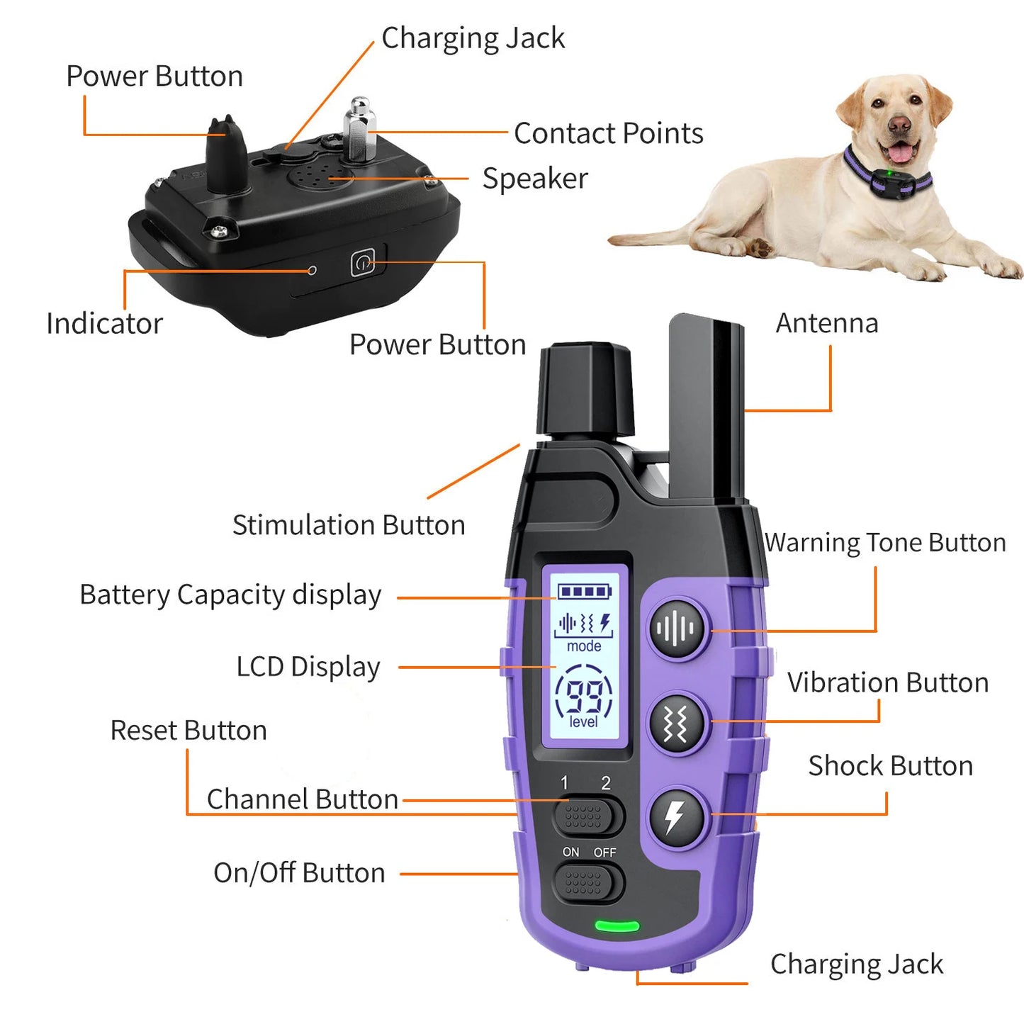 3300Ft Electric Dog Training Collar Remote Control Waterproof Pet Behavior